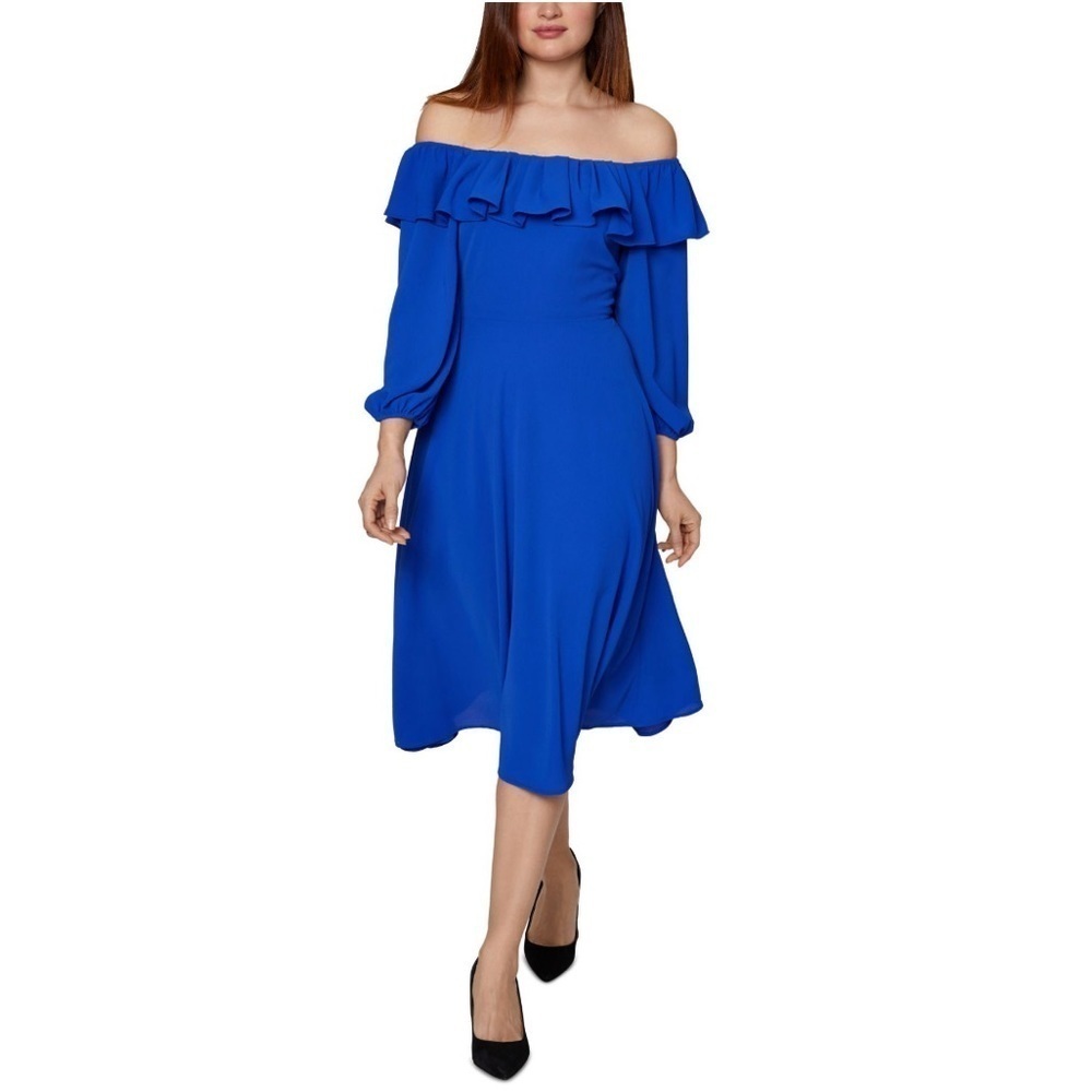 BCBGGeneration | Off Shoulder Ruffle Stretch Dress Royal Blue Size 4